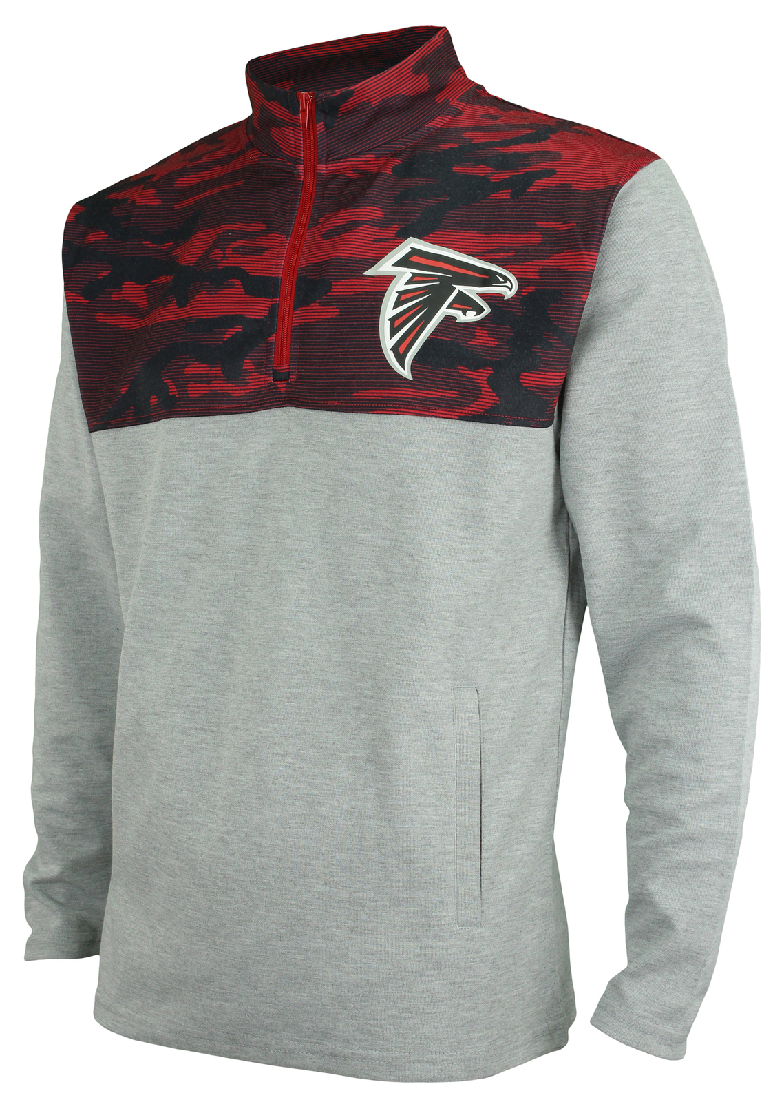 Флисовый пуловер Zubaz NFL Mens Atlanta Falcons на молнии 1/4 с камуфляжными линиями