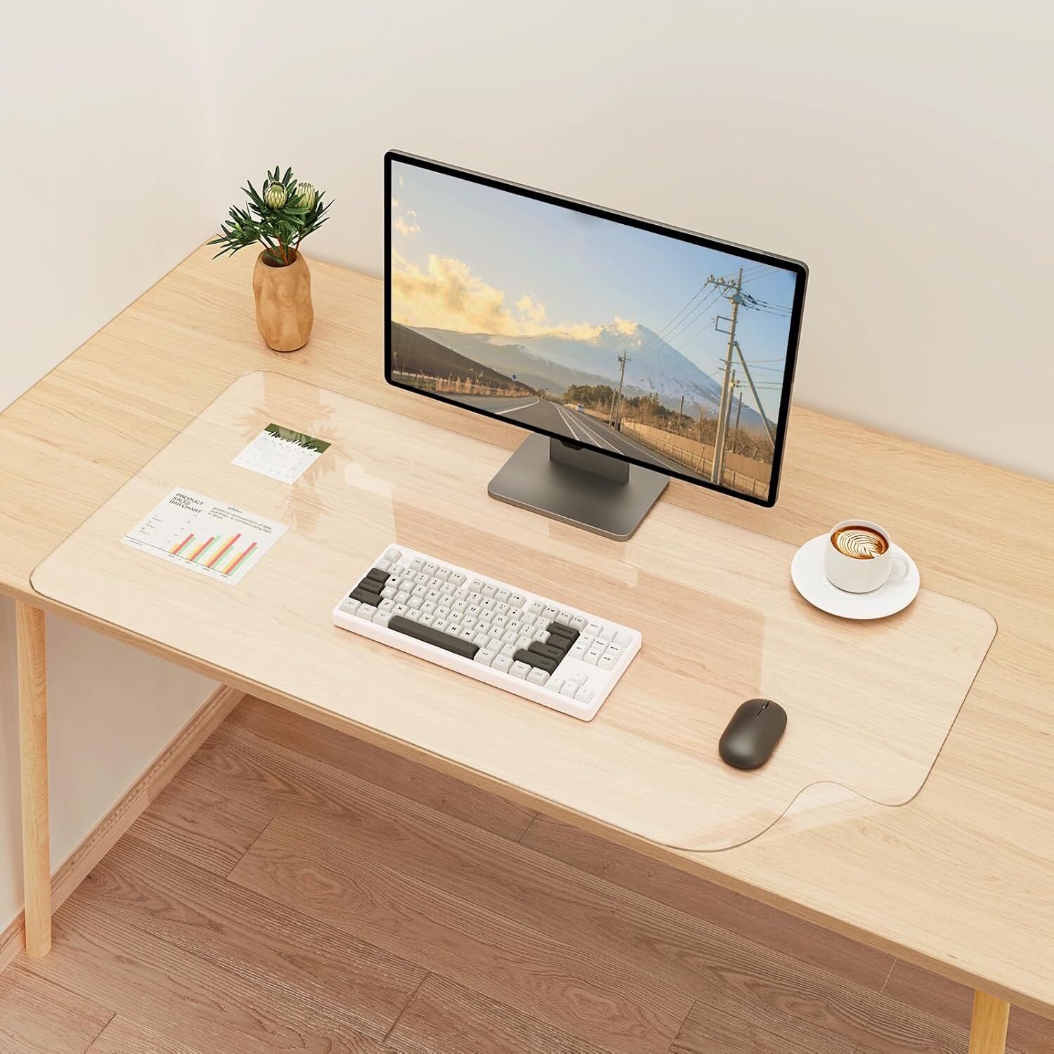 Clear Desk Mat Transparent Large Mouse Waterproof Clear Table Protector 80x43 cm