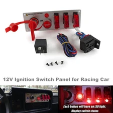 12V Ignition Switch Panel for Racing Car Push Button Switch Panel with Relay Kit
