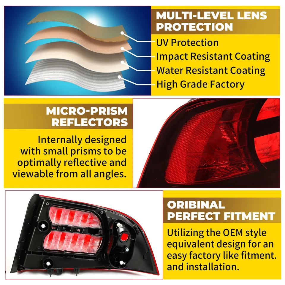 For 2004-2008 Acura TL Type-S Tail Lights Brake Lamps w/Bulbs 2005 2006 2007 - Image 4 of 4