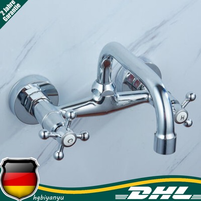 Bad Wasserhahn Wandmontage Mischbatterie Küche Waschbecken Armatur
