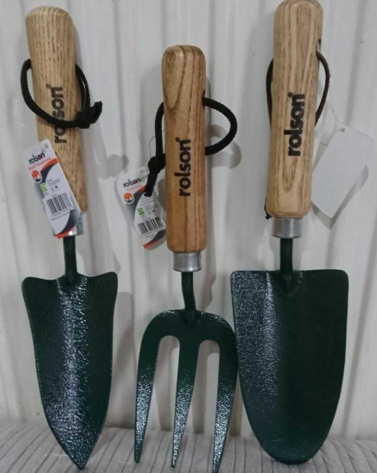 Rolson Heavy Duty Garden Tools Set 3pc Hand Trowel, Transplanting and