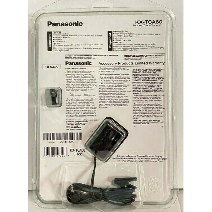 Panasonic Hands Free Headset For Cordless Phones 2.5mm Jack Black (KX