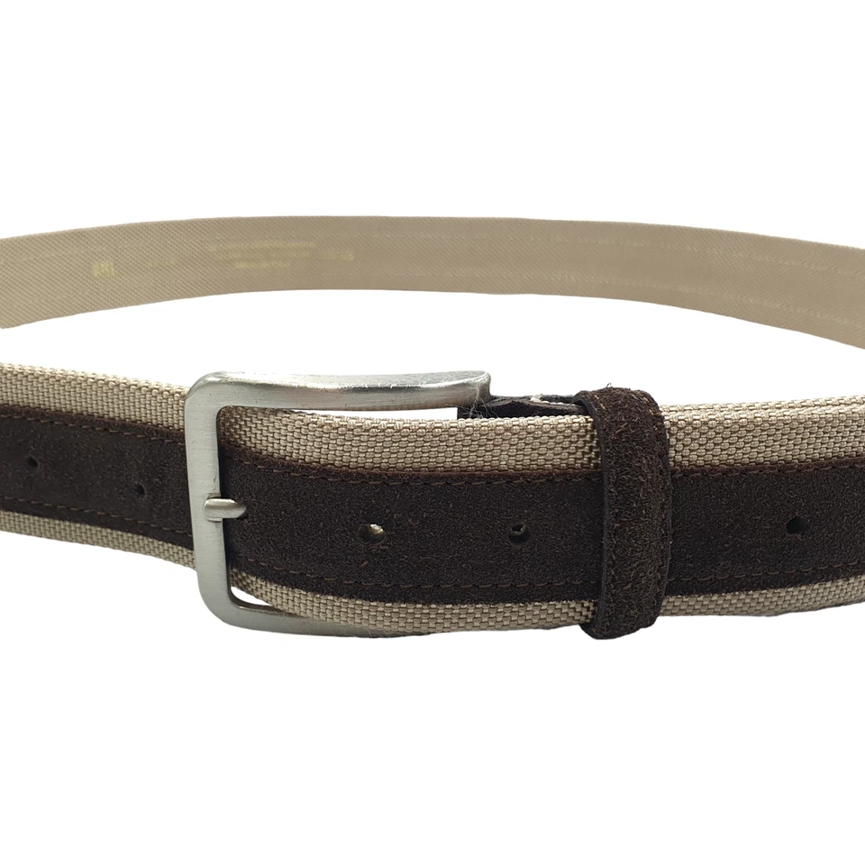 A.R.T. Made In Italy Sz XL Pale Gold Canvas Brown Suede Waist/Hip Belt 100-118cm - image 2 of 4