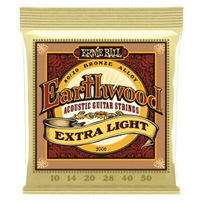 NEW Ernie Ball 2006 Earthwood Extra Light 10-50 Acoustic Guitar Strings, #P02006