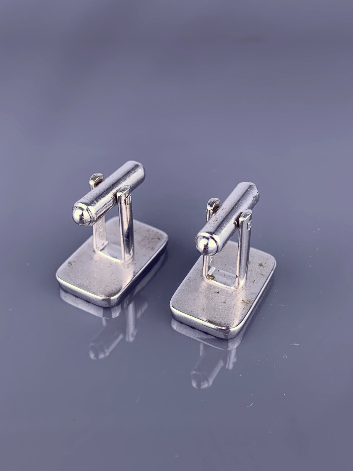 Simple Rectangle Polished Cufflinks Silver Tone S… - image 8