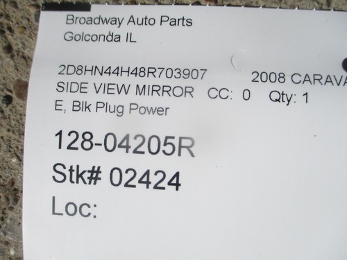 08-10 Caravan RH Black Power Mirror w/Black Wiring Connector - Picture 4 of 4