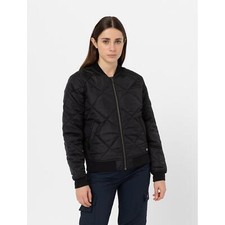 Dickies Black Women's Diamond-quilted Water-repellent Bomber Jacket