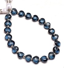 Cuarzo color topacio azul Londres tamaño 8 mm facetado tallado en forma de corazón cuentas 8"