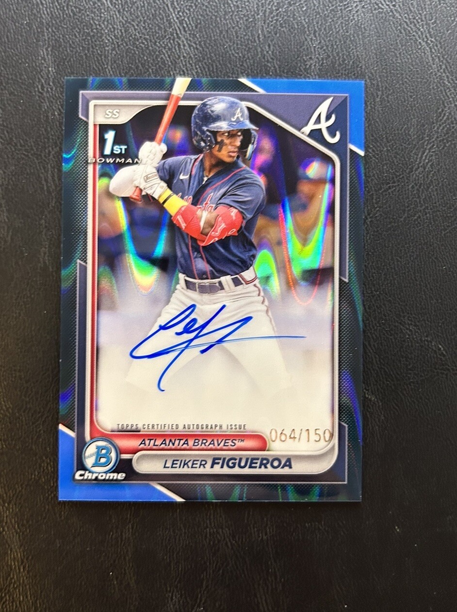 2024 Bowman Chrome Leiker Figueroa 1st Prospect Blue Raywave Auto /150 Braves