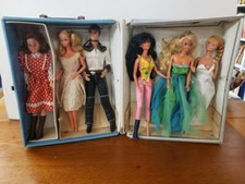 Vintage 1964 Barbie Doll Lot Blue Box Carry Case With Ken, Barbie and others