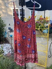 Ladies Red Floral Casual Sundress Size Medium