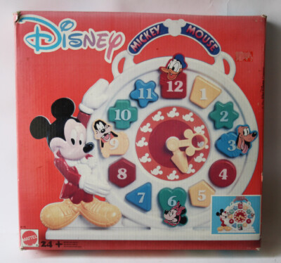 RARE VINTAGE 1990 MICKEY MOUSE SHAPE SHORTER CLOCK MATTEL NEW NOS