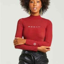MONAT GEAR Body Suit New Womens Size Large Maroon Nylon Spandex Mock Neck NWT