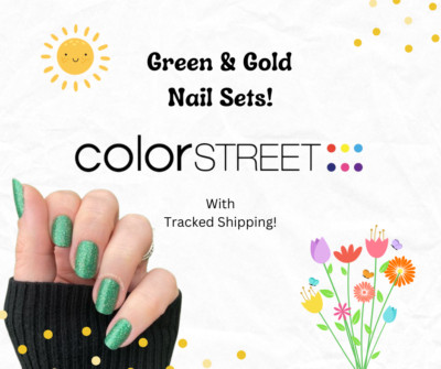  Color Street Nail Strips- The Green & Golds