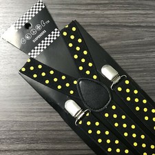 Black w/ Yellow Polka Dots Suspender for Adults Men Women Teens Wedding USA 