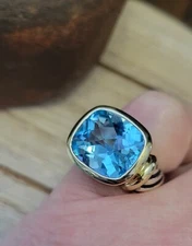 David Yurman Size 6 Blue Topaz Sparkly Stone Cable Noblesse Ring PRETTY! 11.08g