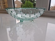Vintage tinted green glass footed fruitbowl