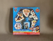 6 Pc Paw Patrol Bath Time Playset~Body Wash, 4 Eva Foams & Mesh Bag, New In Box!