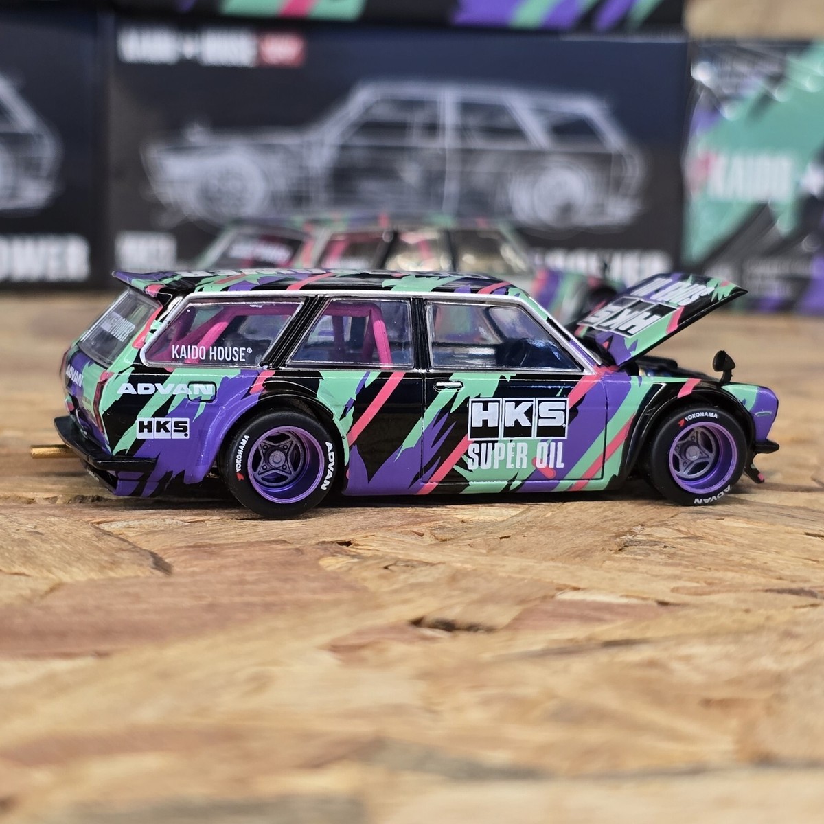 街道はうす BRE510 HKS V1 BLKLTD7 + エクスクルーシブピン SEALED BOX KAIDO HOUSE x MINI GT DATSUN 510 HKS V1 KHMG144 1