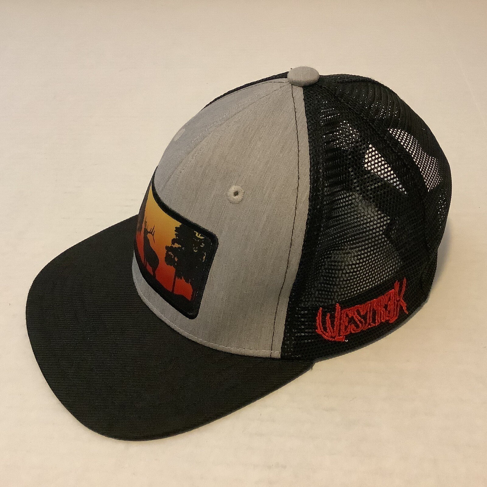 Sunset Elk Patch Trucker Hat HeatherGrey/Black Me… - image 12