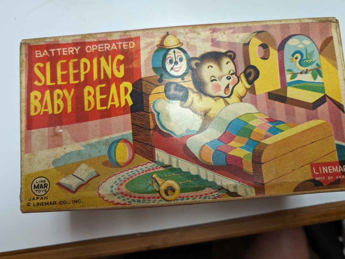 SLEEPING BABY BEAR 1950's JAPAN by LINEMAR Co. VG / with SLEEPING BABY BEAR 1950's JAPAN by LINEMAR Co. VG / with