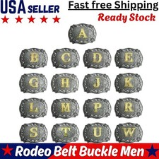 Initial Belt Buckle Men Vintage Letters Rodeo Western Cowboy Hebillas Vaqueras