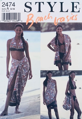 STYLE Pattern 2474 Misses Beach Jacket, Bikini, Halter Top, Dress, Skirt 6 - 16
