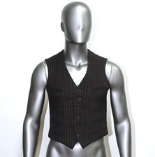 Vintage 1940s Brown Striped Wool Tailored Vest Size S Made in France