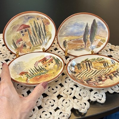 Williams-Sonoma イタリア製 カントリーフェア プレート4枚セット Set 4 WILLIAMS SONOMA Oval appetizer Plate Tuscany Italy Landscape