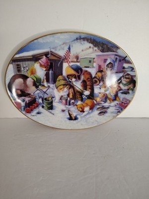 Vintage Franklin Mint ''Cool Cats'' 8.75'' Oval Porcelain Plate #RA2660