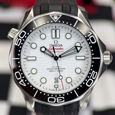 2024 OMEGA Seamaster Diver 300M 42mm White Wave Dial Ceramic Bezel w/ Box & Card