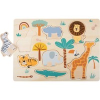 Small Foot 11701 Setzpuzzle Safari Aus Holz, Sieben Bunten Puzzleteilen