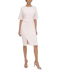 Calvin Klein Womens Side Tuck Sheath Dress, medpink, 14