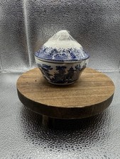 Churchill Blue Willow Covered Sugar Bowl England Lidded Dish Chinoiserie Vintage