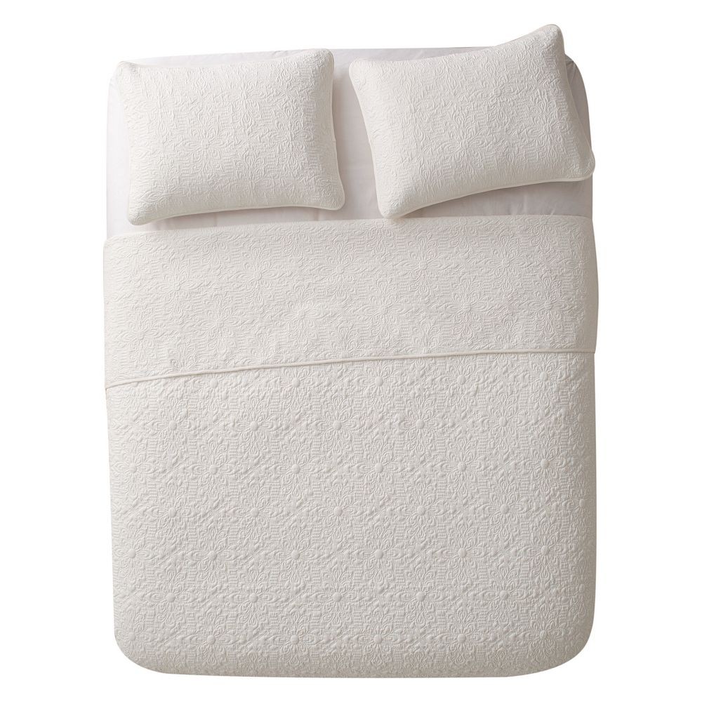 комплект стеганых одеял Twin Caroline с тиснением из 2шт, белый - VCNY Home