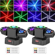 2PCS Laser Light RGBW LED Moving Head Disco Stage Lighting Beam DMX512 Party DJ