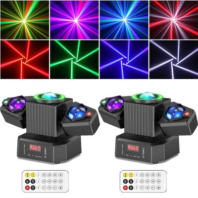 2PCS Laser Light RGBW LED Moving Head Disco Stage Lighting Beam DMX512 Party DJ