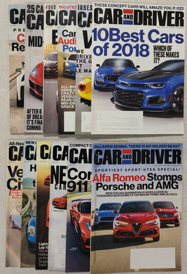 Car And Driver Magazine 2018 Full Year Lot Set Of 12 Good+ Condition