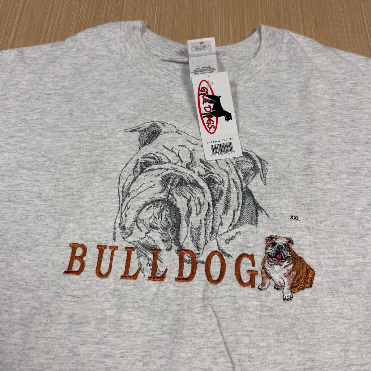 Vintage 90s Bulldog Embroidered Dog T Shirt 2XL Anvil men's | eBay