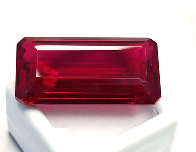 Certified Red Ruby Emerald Cut 63-65 Ct Natural Excellent Loose Gemstone RK812