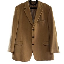 48 Long Jos A Bank 100 Camel Hair Sports Blazer Coat Suit Jacket Tan Button 48L