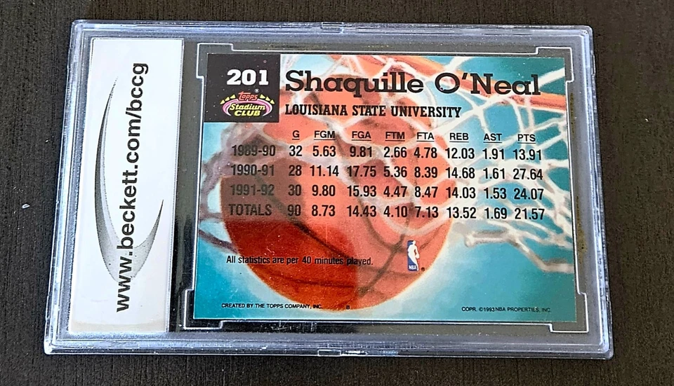 1992-93 Topps Stadium Club - Members Choice Shaquille O'Neal #201 (RC) Foto 2 de 2