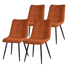 Lot de 4 chaises de salle à manger cuisine en polyester rembourrée éponge orange
