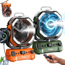 20000mAh Camping Fan, 96 Hour Long Battery Life with LED Lights And 4 Speeds