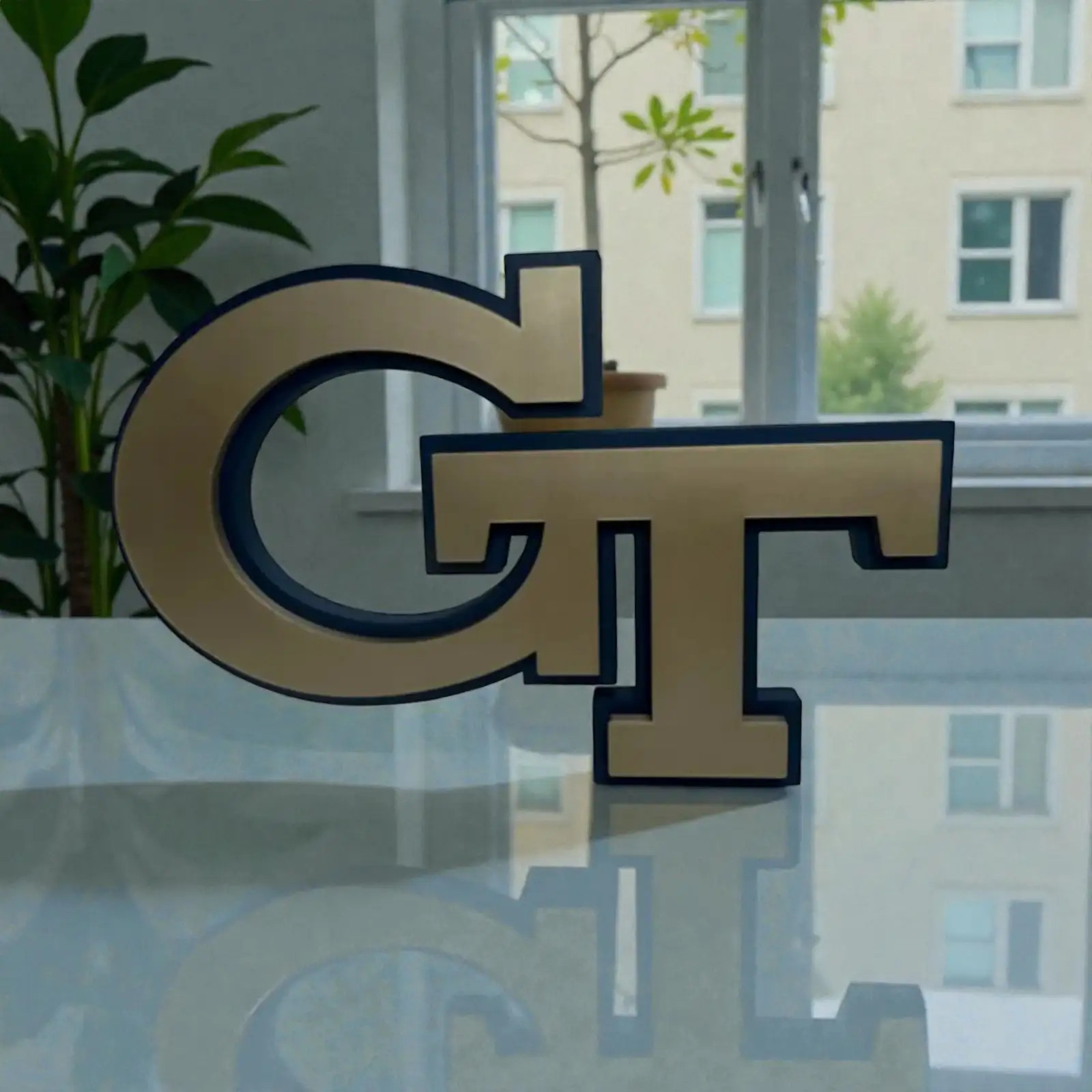 Georgia Tech GT Logo Sign 3D Printed NCAA Fan Gift Desk Display Decor
