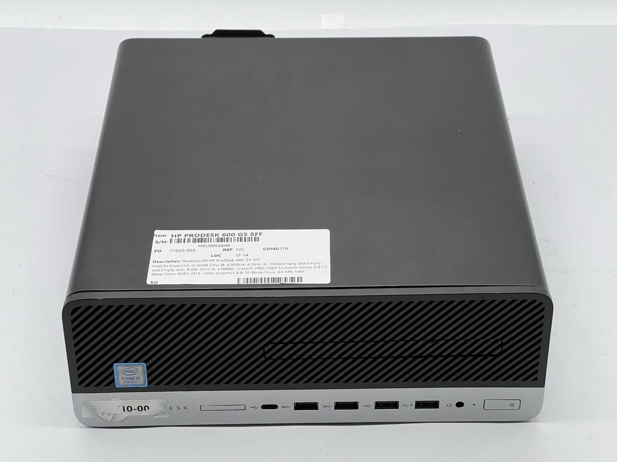 HP PRODESK 600 G5 SFF, Intel i5-9500, @3.0 GHz, 8GB RAM-No HDD/OS