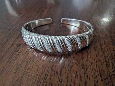 QVC Affinity Diamonds Sterling Silver 40.9 grams Hinged Cuff Bracelet 2010