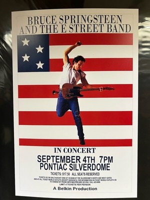 BRUCE SPRINGSTEEN POSTER-PONTIAC SILVERDOME, SEPTEMBER 4, 1985-REPRO ...