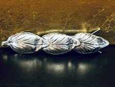 Vintage Mexico 2  Sterling Leaf Design Hair Barrette Clip